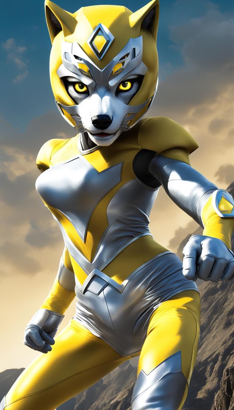 Giantess Grey Wolf Superhero Action Shot