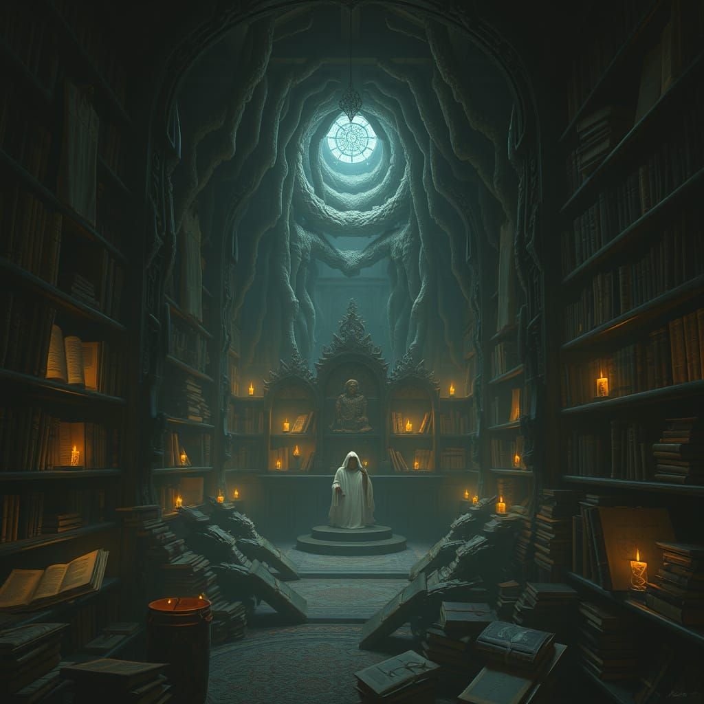 Ethereal Chamber of Ancient Tomes and Scrolls