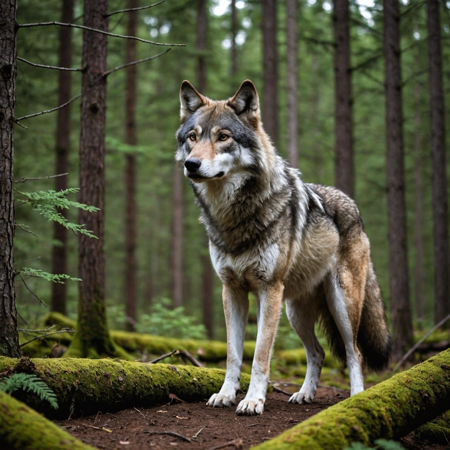 Canadian Wolf in Forest