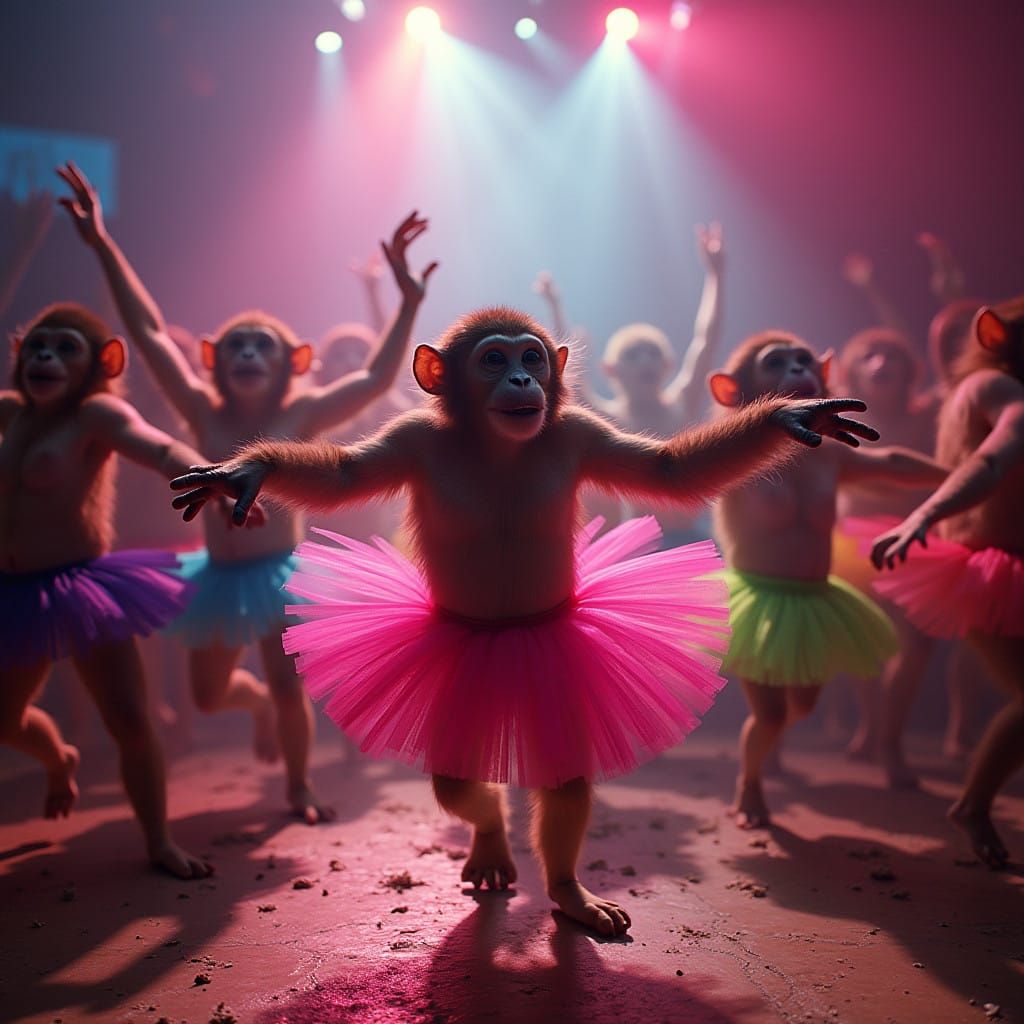 Vibrant Monkey Dance Party in a Lively Nightclub Setting