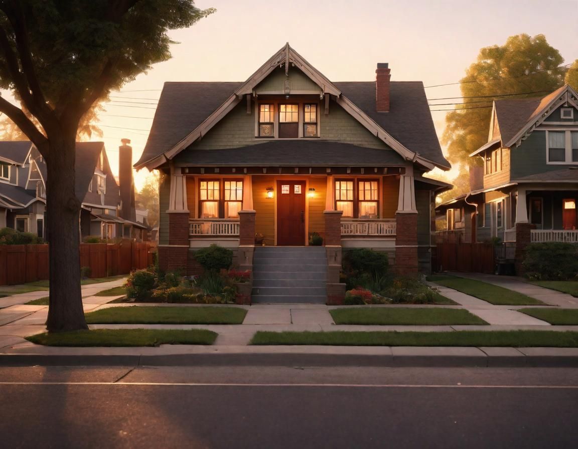 Craftsman Bungalow Neighborhood at Magic Hour