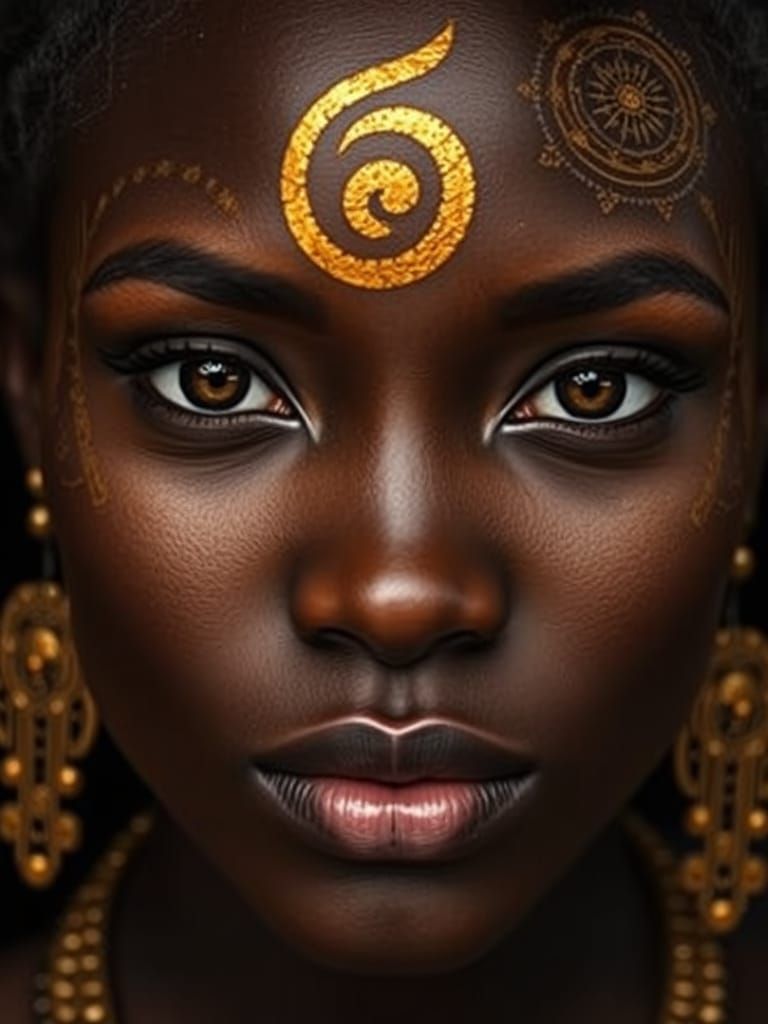 Golden Adorned African Woman Portrait
