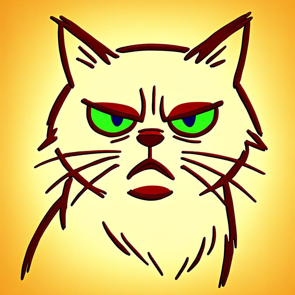 Ginger Cat Cubist Painting in Ultrathick Spateled Impasto St...