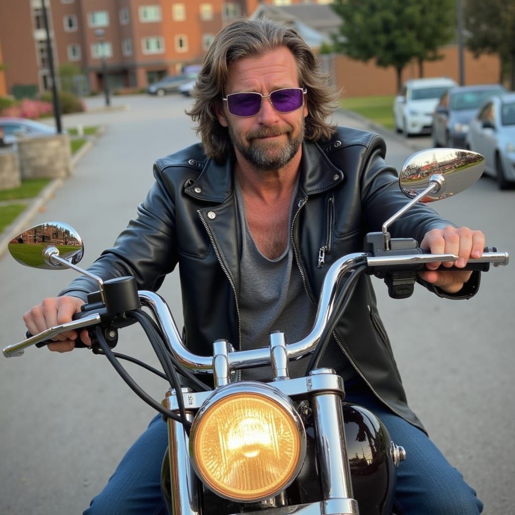 Rebel on the Open Road in Cyberpunk Style