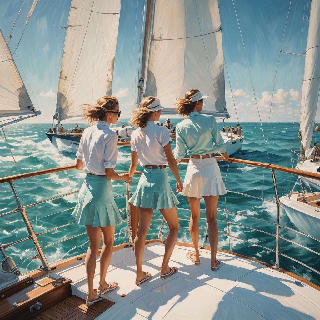 Yacht Trip in Pastel Impressionism Style