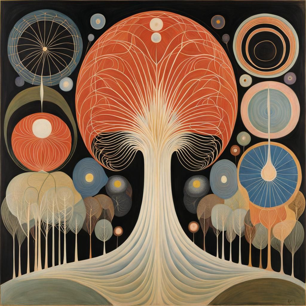 Abstract Eldritch Forest Inspired by Spiritualist Art