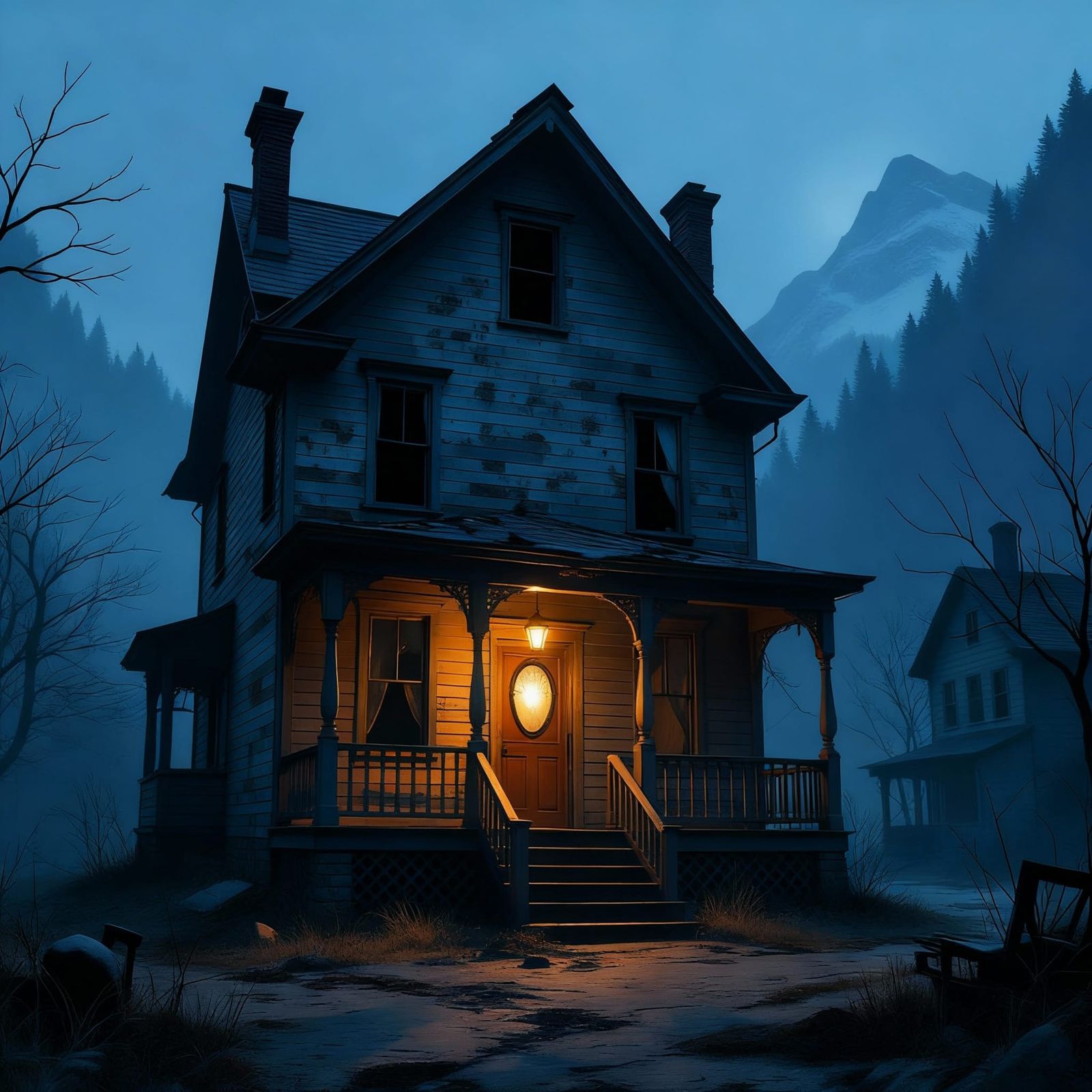 Elegant Mansion Exterior at Dusk