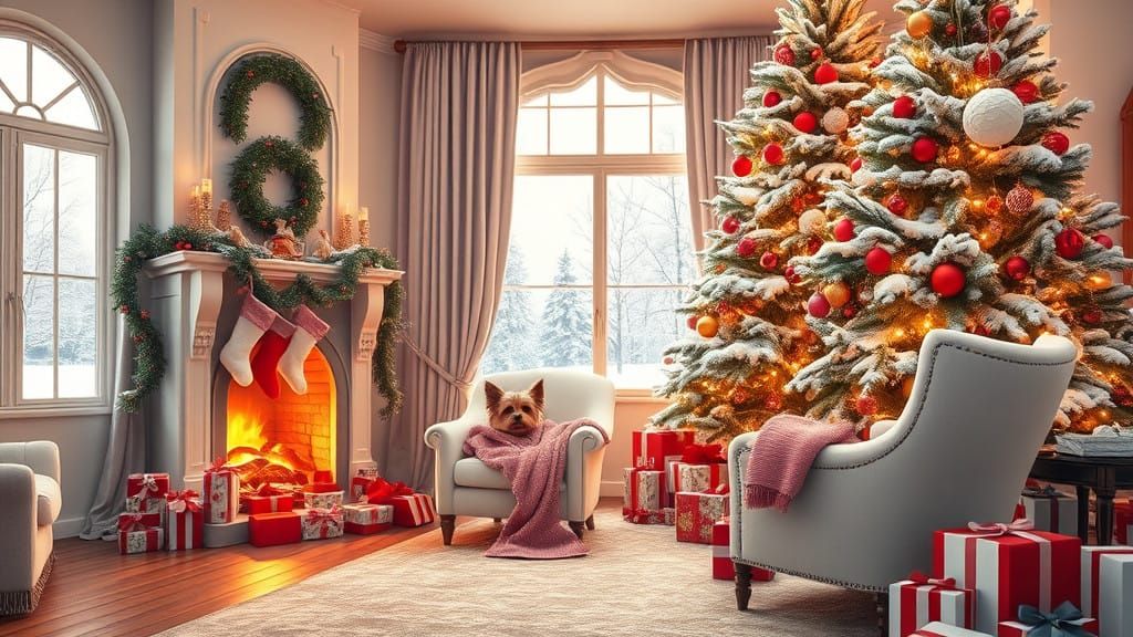 Cozy Winter Scene in a Warm Living Room