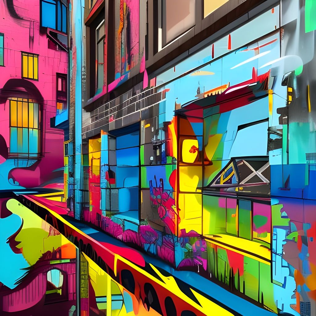 Abstract Home Architecture in Graffiti Art Style