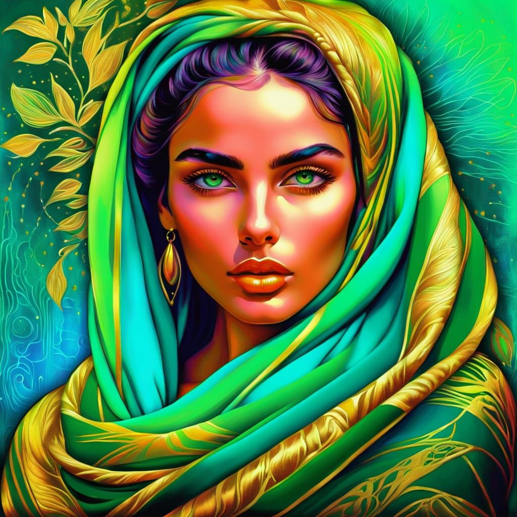 Woman with Glowing Skin in Impressionistic Oil Painting