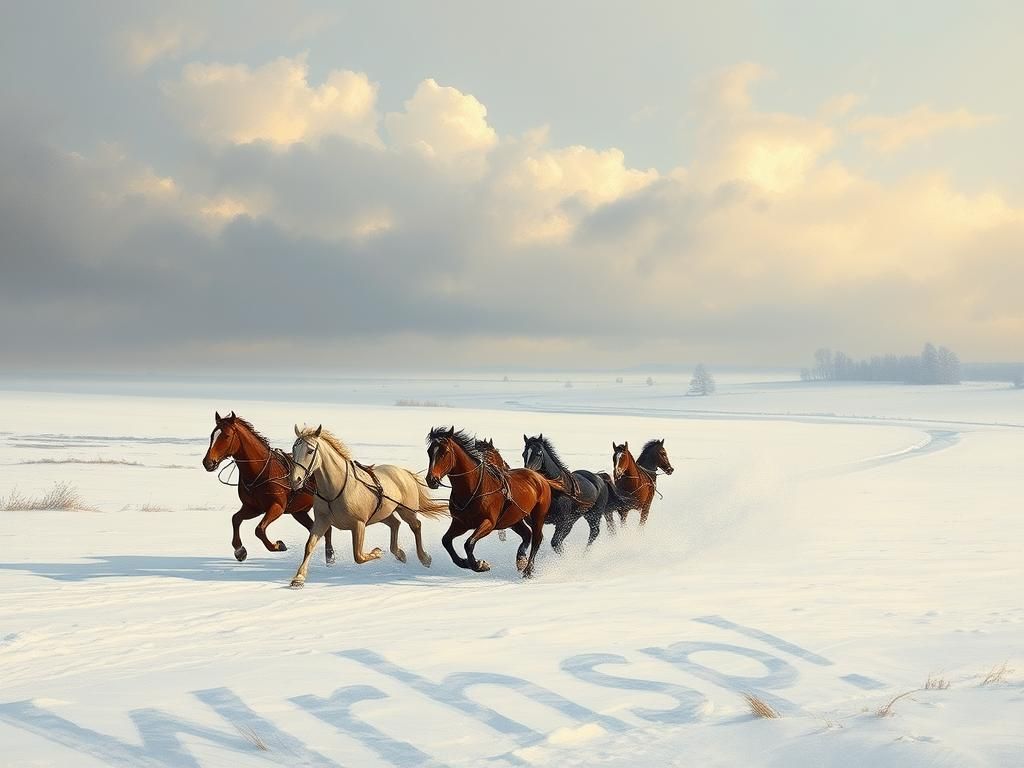 Winter Sleigh Ride in Snowy Landscape