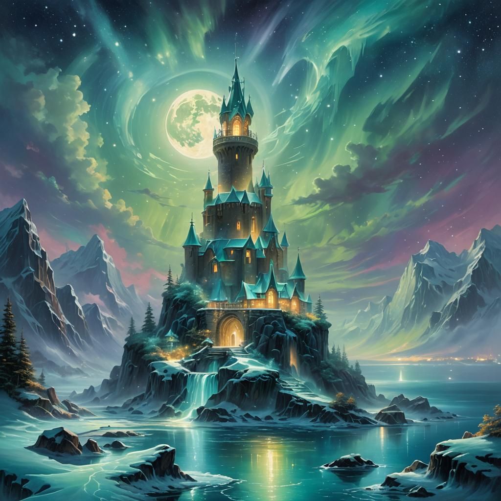 Aurora borealis at the tower