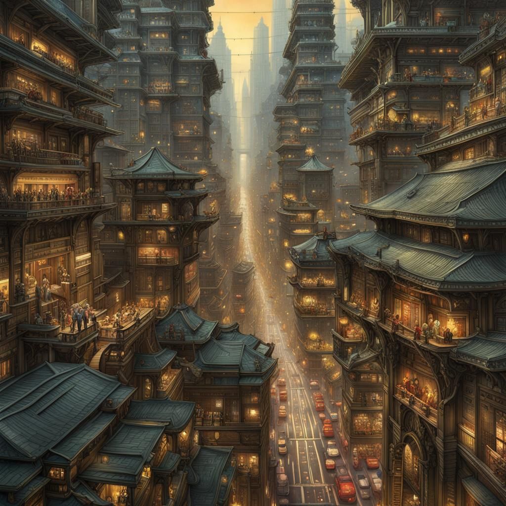 Futuristic Metropolis at Dusk: Cinematic Matte Painting