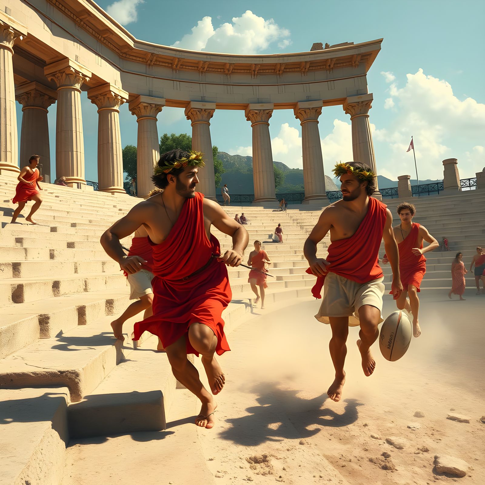 Ancient Greek Athletes Engage in Heated Episkyros Match in C...