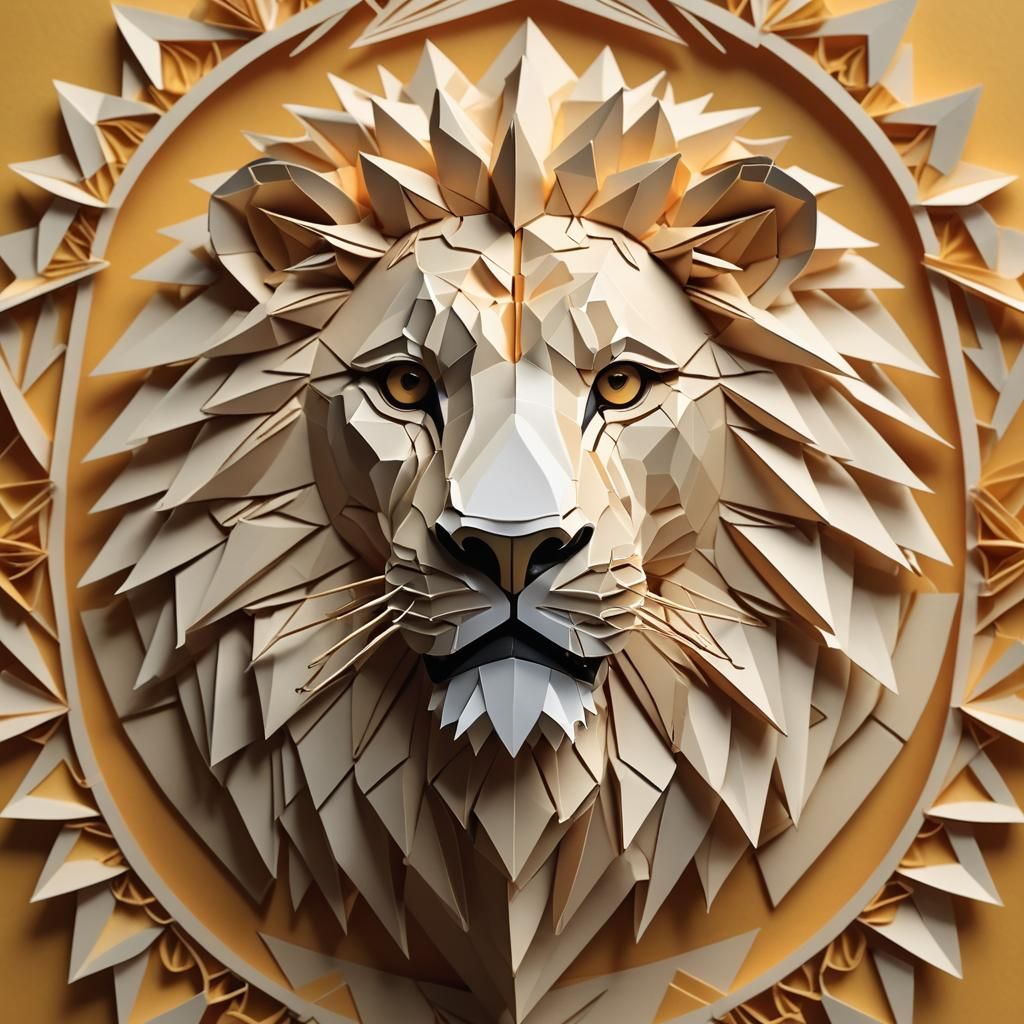 Intricate Kirigami Lion Head Papercraft
