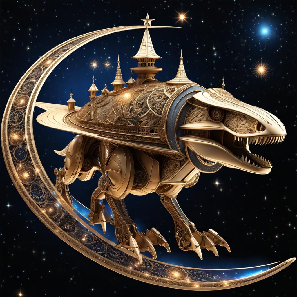 Da Vinci's Medieval Spaceship in Sci-Fi Style