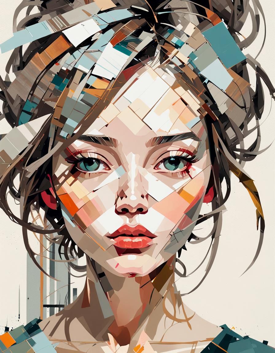 Print Collage of a Woman's Face in Grunge Style