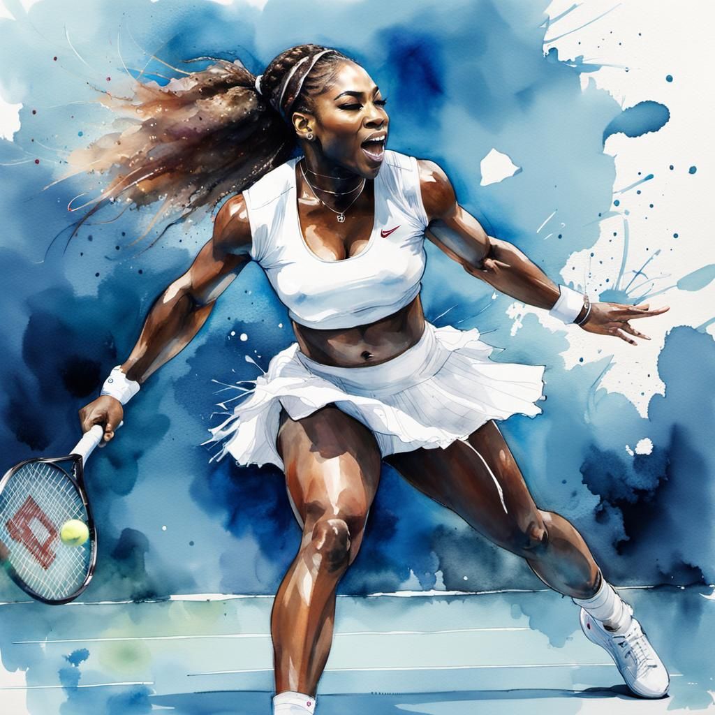 Serena Williams: Watercolor Tennis Champion