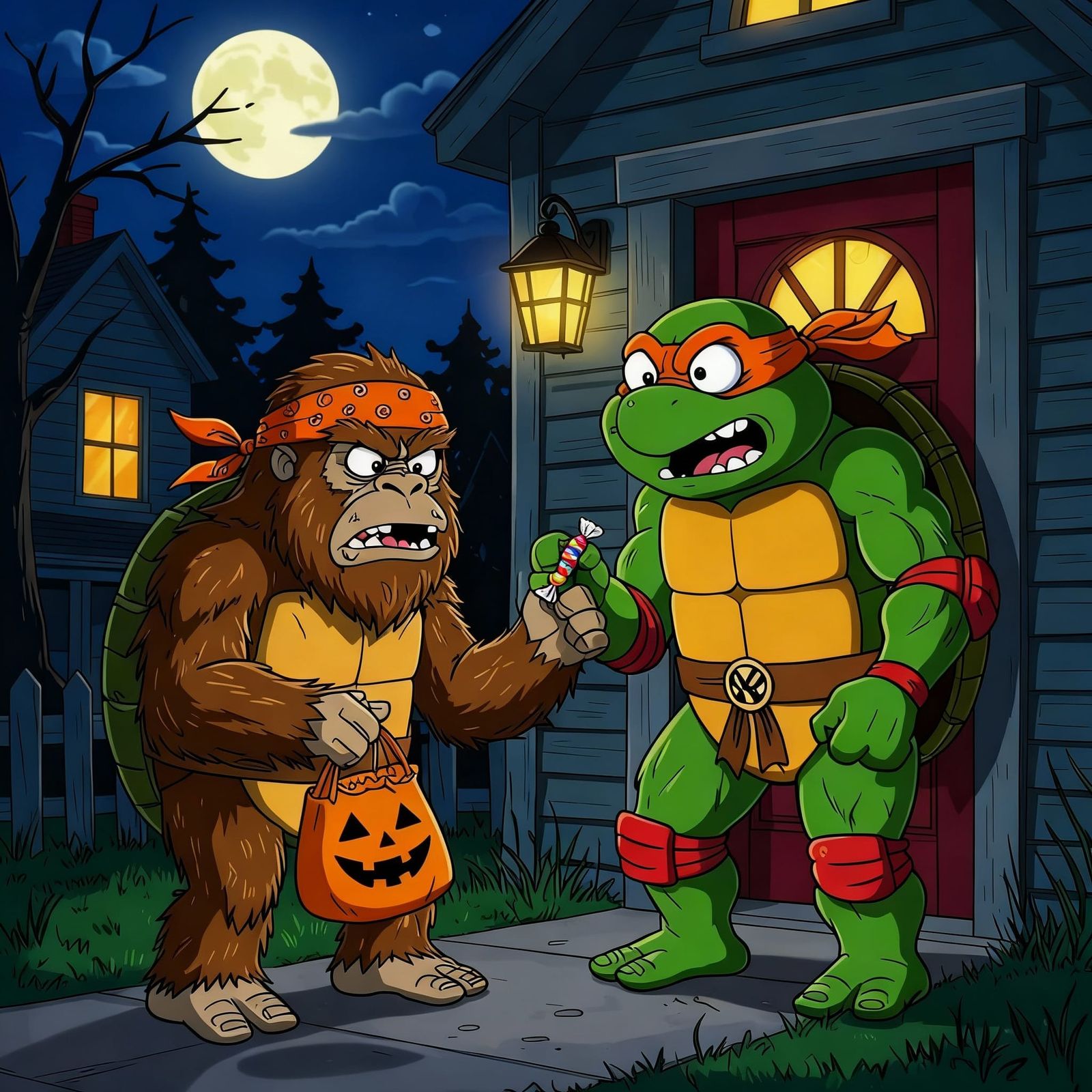 Sasquatch Ninja Turtle Trick Or Treating in Ren and Stimpy S...