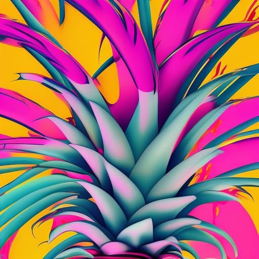 Hyperrealistic Flamingo-Pineapple Splash Art Fusion