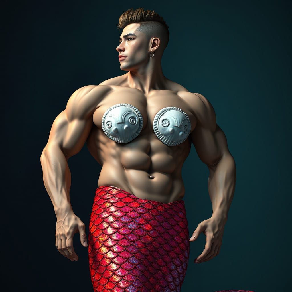 Majestic Merman in Cyberpunk Style