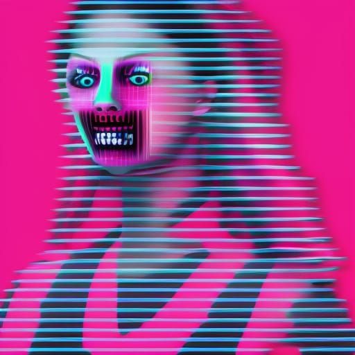 Scary Masked Girl in Junji Ito Manga Style