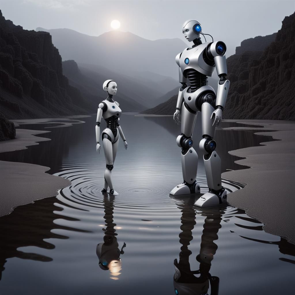 Robotic Encounter in Dim Landscape