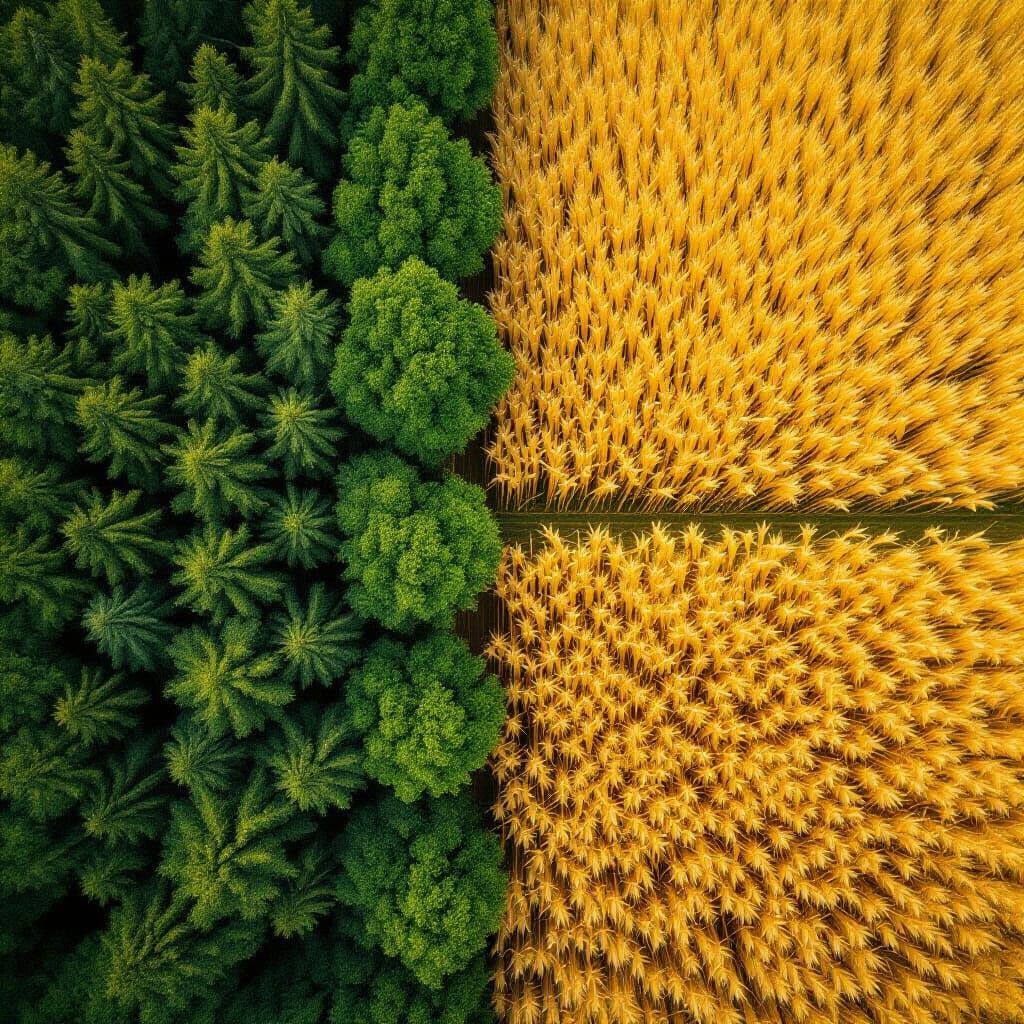 Split Screen: Forest Meets Golden Wheat Field