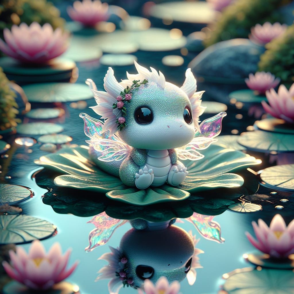Chibi little Lilly pad dragon