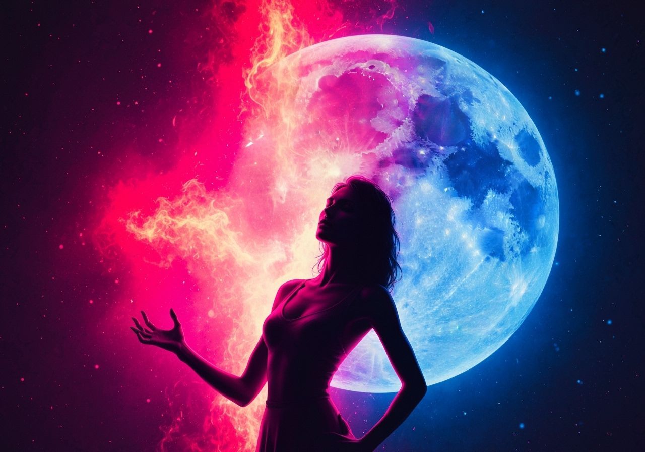 Fiery Sun and Lunar Moon in Vivid Fantasy Art