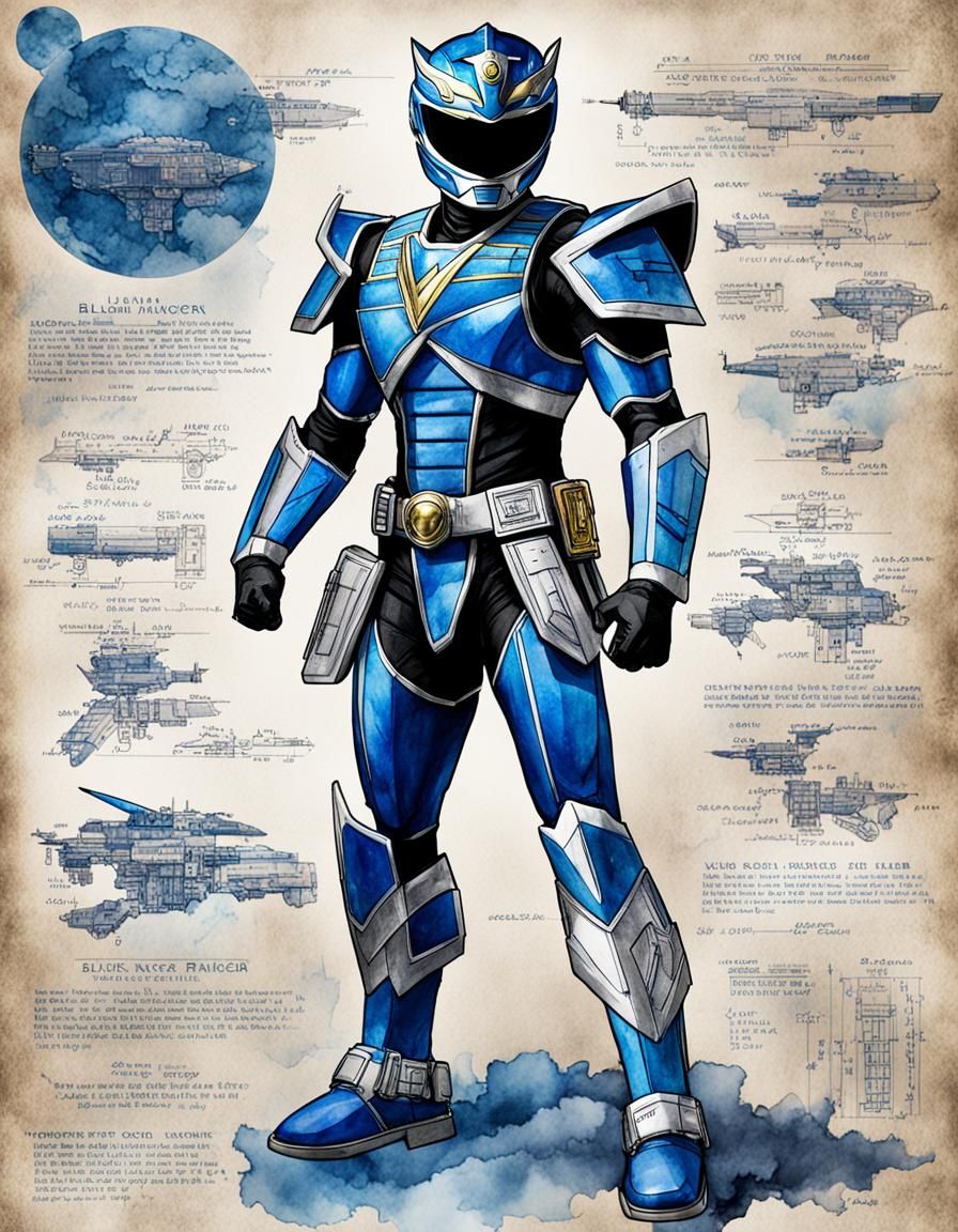 Detailed Schematic of a Blue Power Ranger