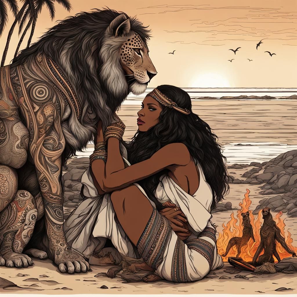 Intercultural Embrace Under an Alien Sky