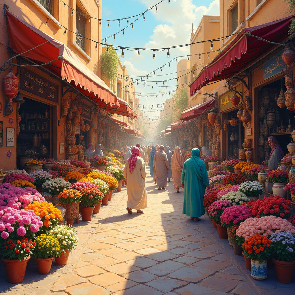 Saudi Arabia Flower Market Inspired by Middle Eastern Art