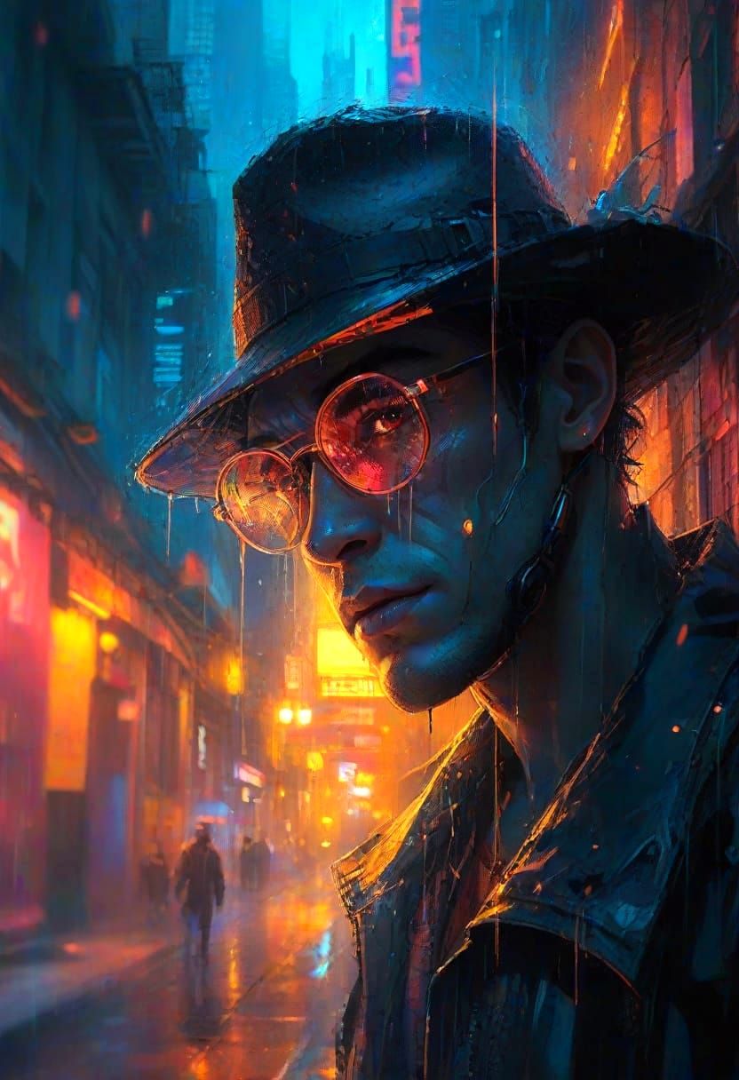 Cyberpunk Portrait in Neon Cityscape