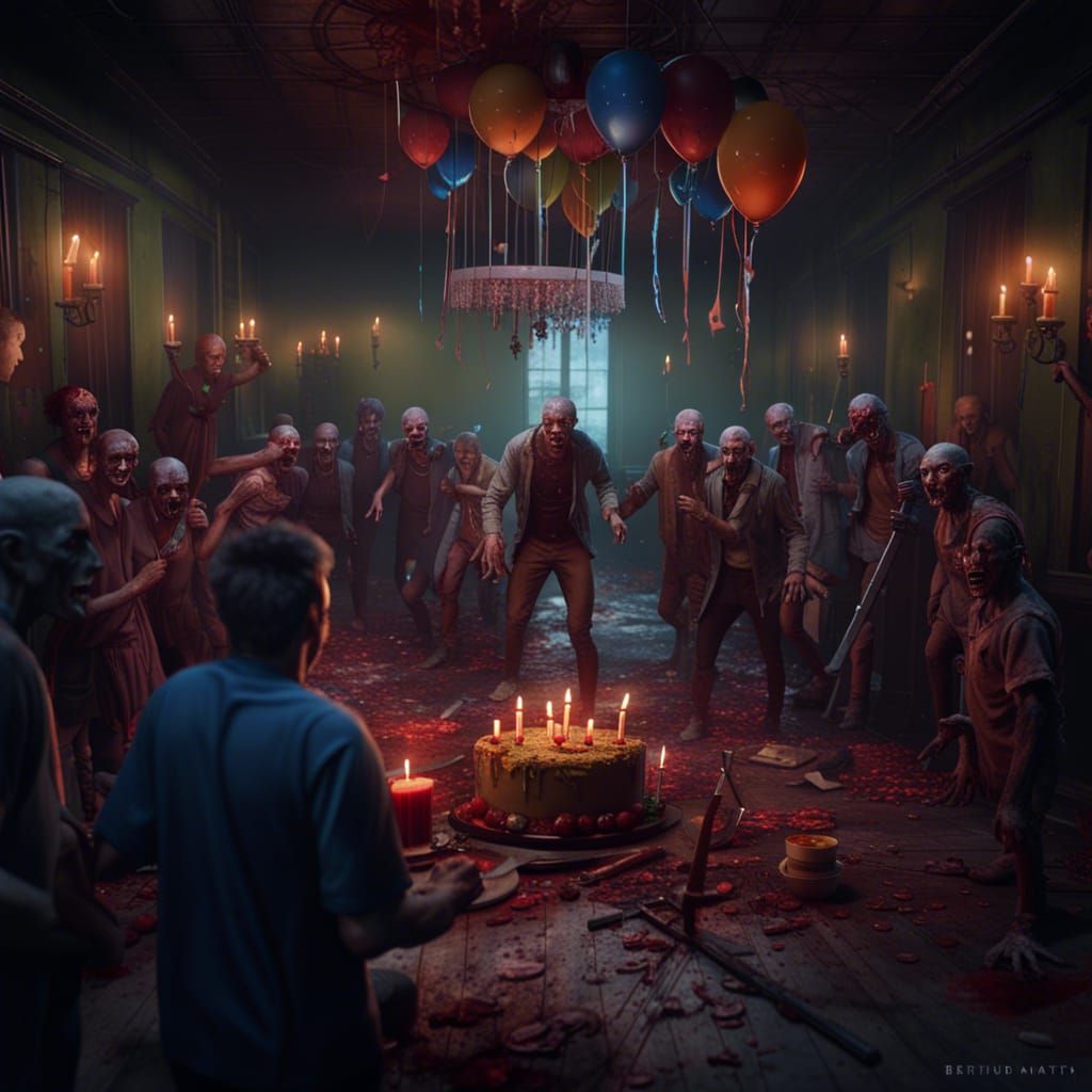 Zombie Birthday Party: Detailed Matte Painting