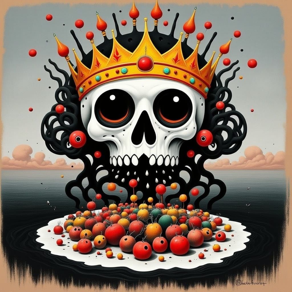 Stylized Crown Illustration in Whimsical Style