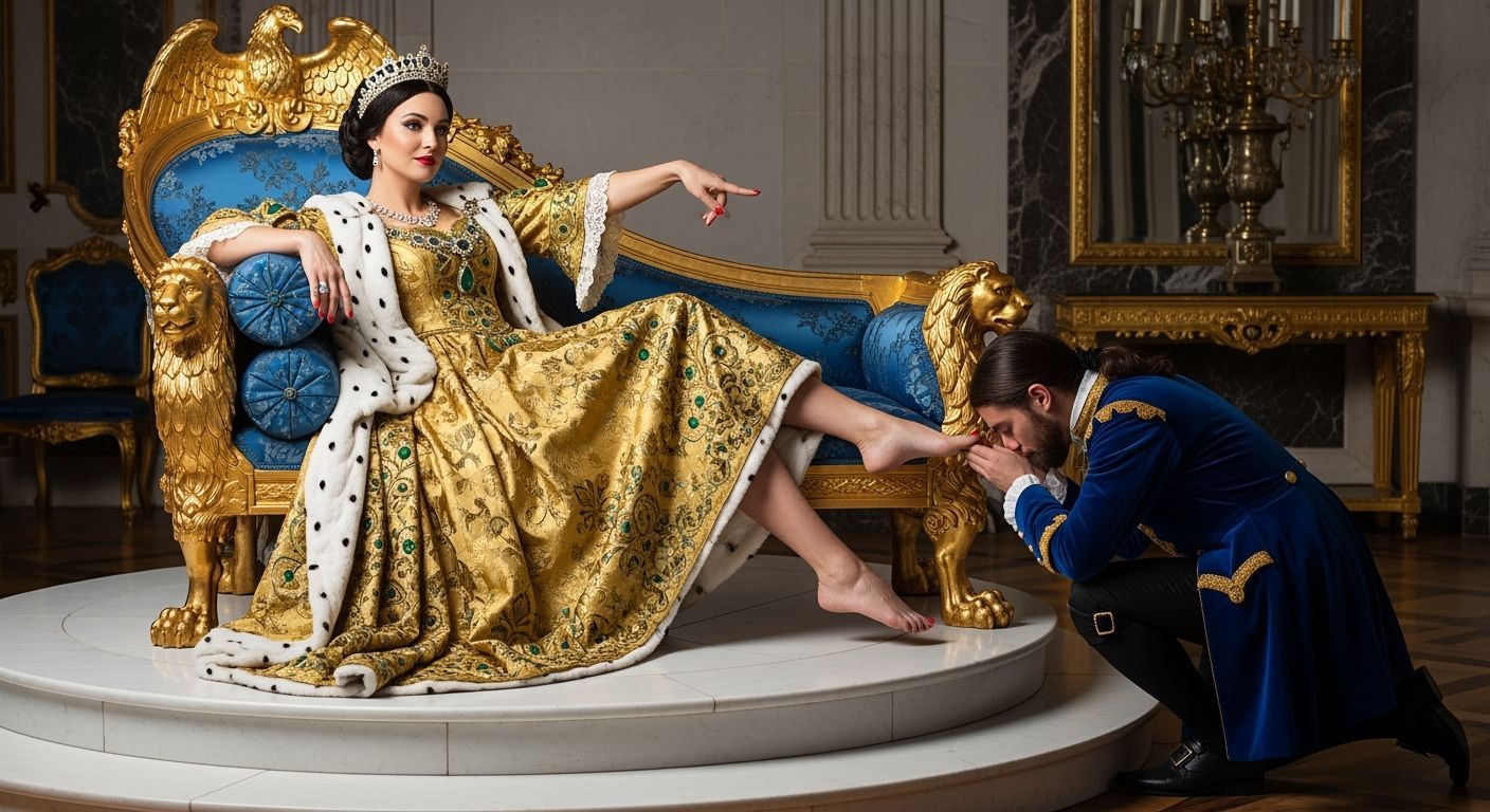 French Empress Lounging Regally in Baroque Palace