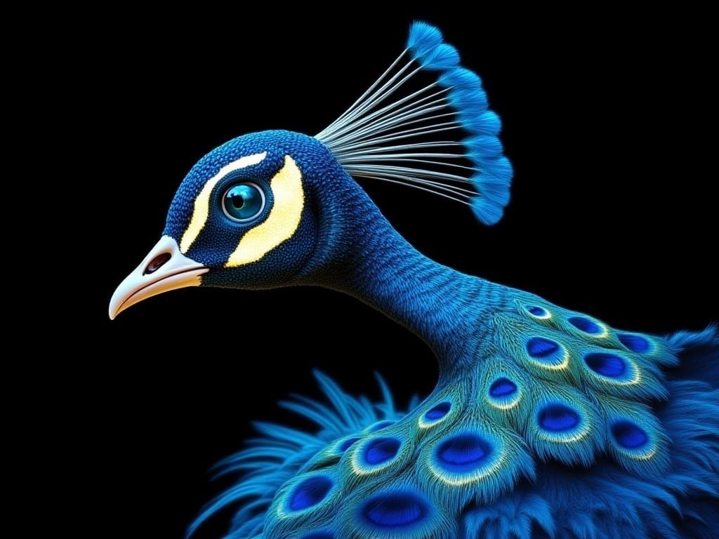Majestic Peacock in Resplendent Blue and Gold Feathers