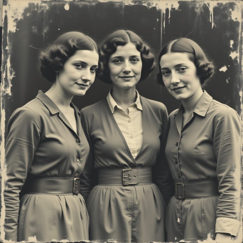 Vintage Circus: Three Women in Black and White