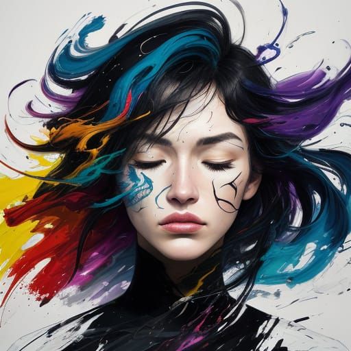 Intimate Abstract Portrait in a Swirling Storm of Color