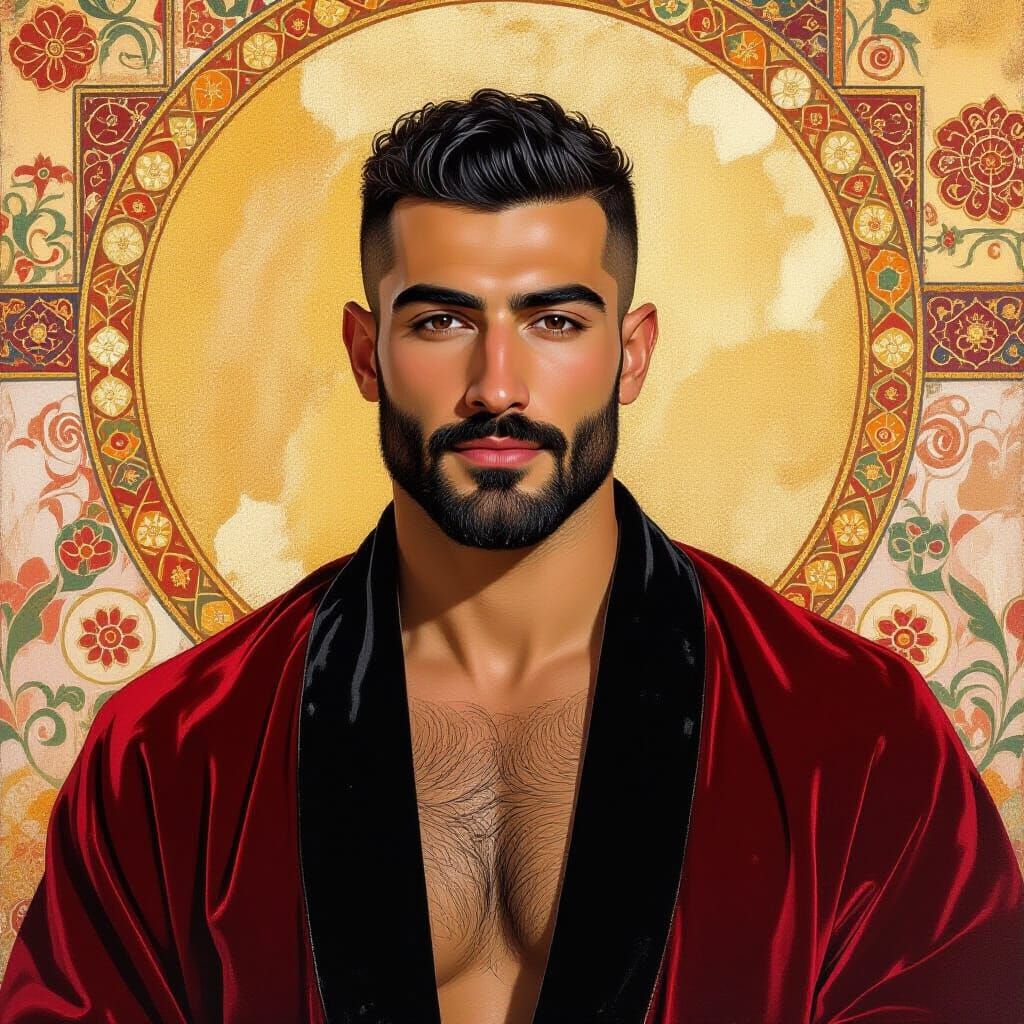 Man in Velvet Robe: Impasto Portrait