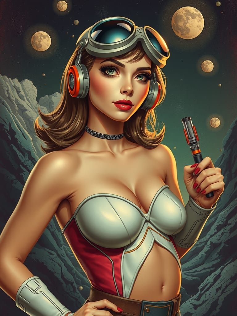 Sci-Fi Pin-Up Girl in Retro Style