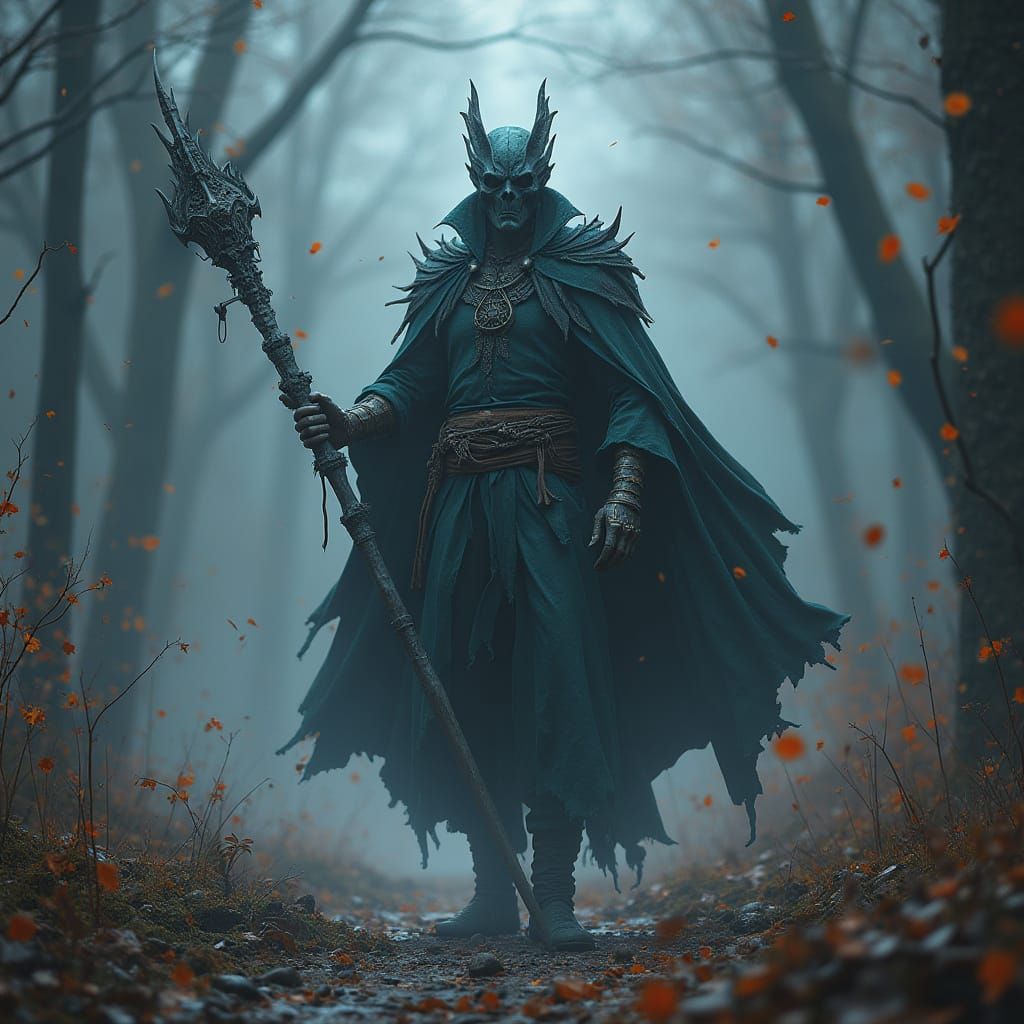 Fantasy Horror Bear in Forest, Matte Painting Style