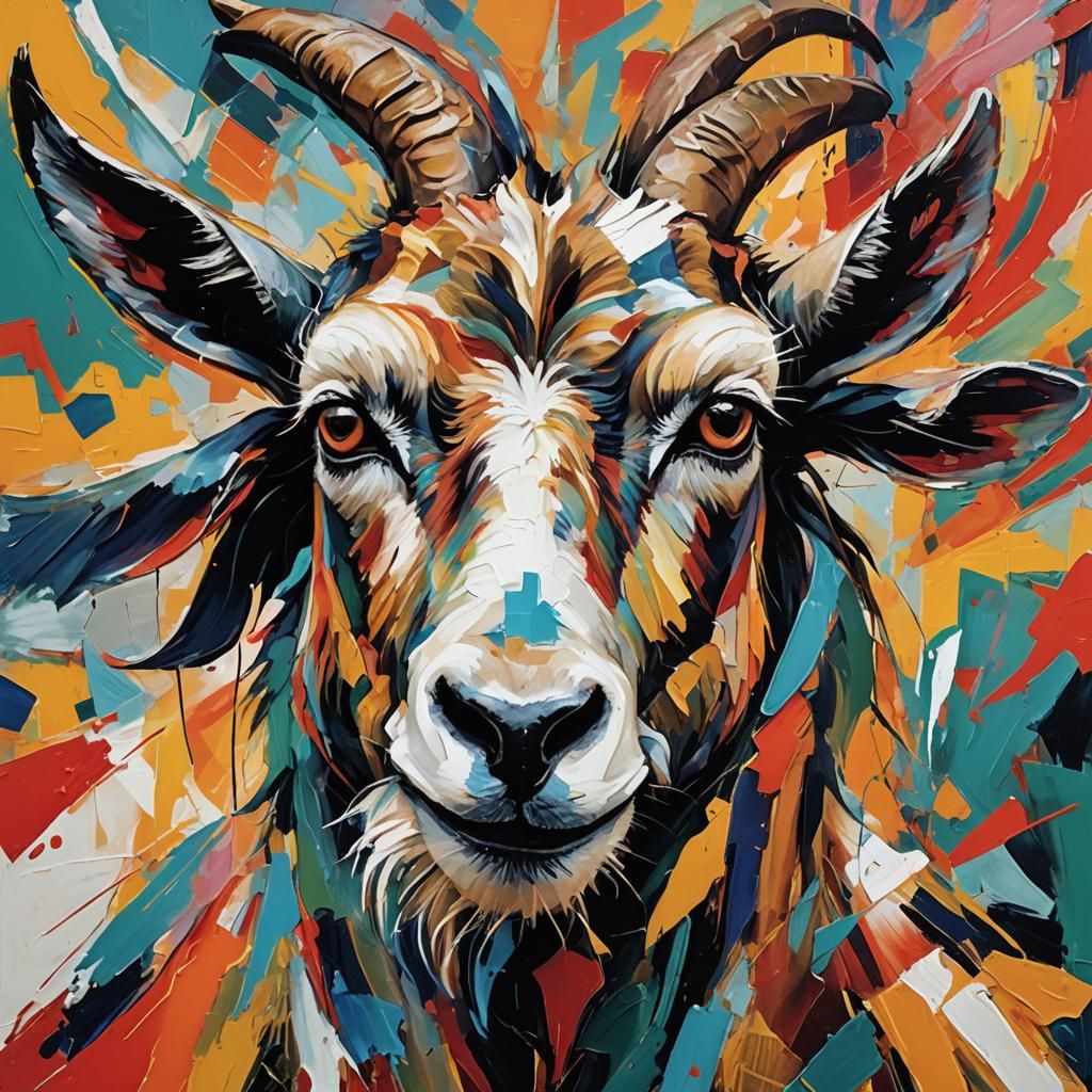 Abstract Goat-Human Fusion in Expressionist Style