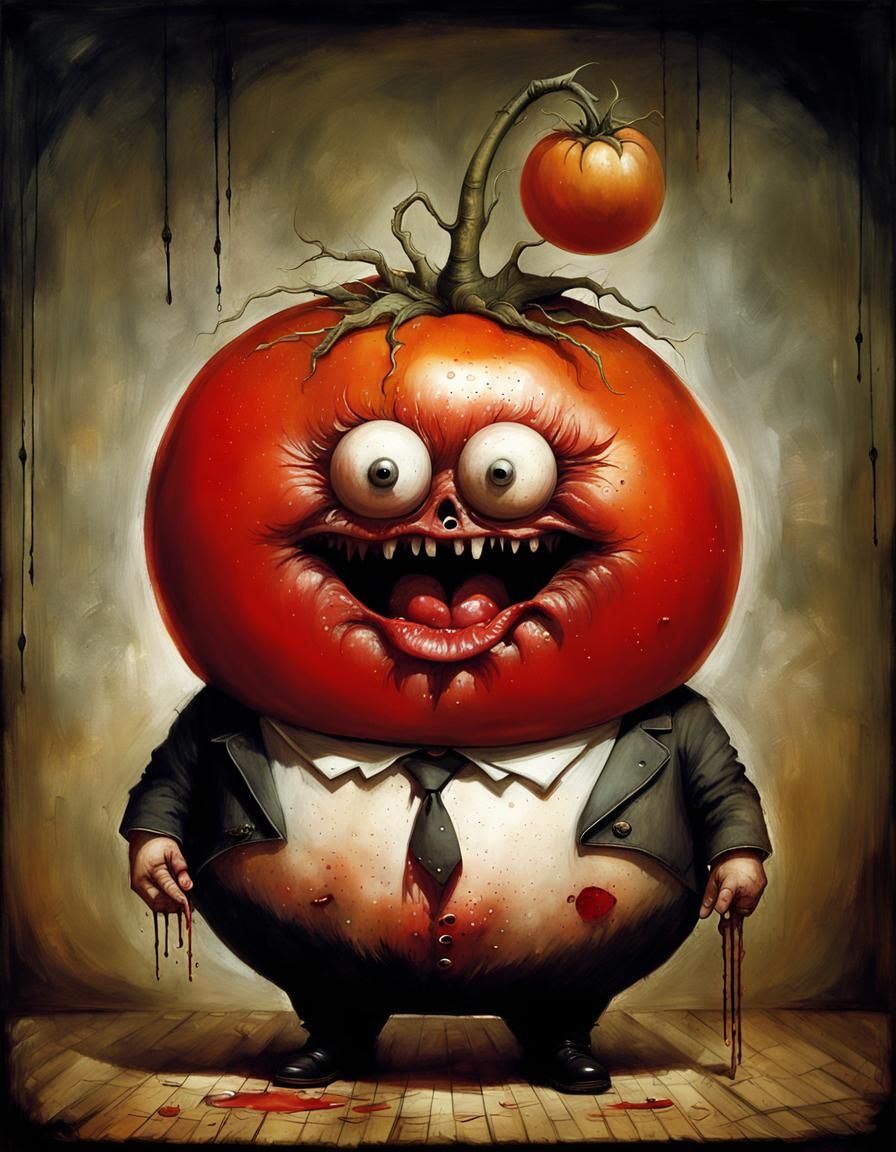 Tomato Crime Boss in Surreal Robotic Portrait