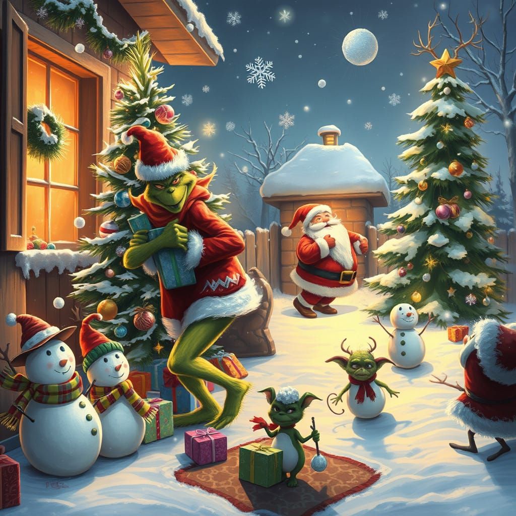 The Grinch's Christmas Chaos: A Mischief-Filled Holiday Scen...