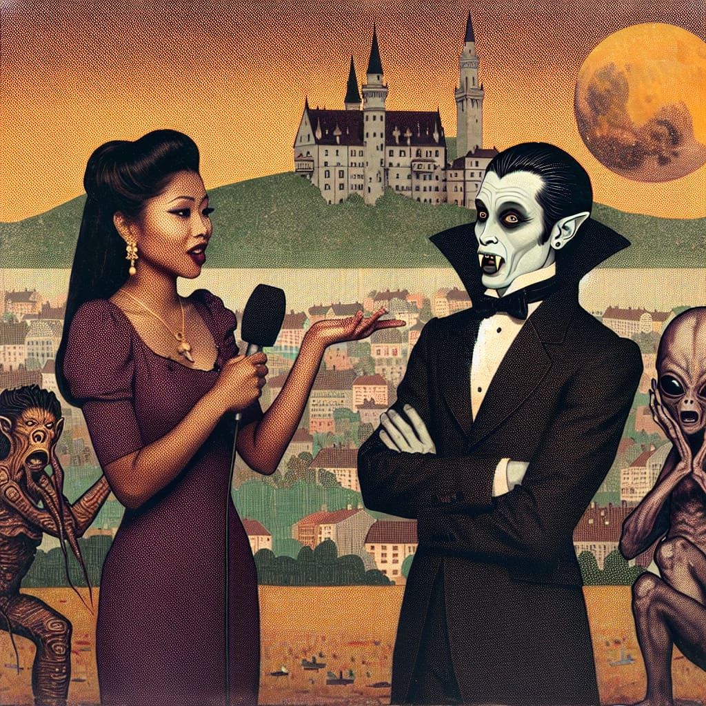 Aliens photobomb a TV interview with the vampire