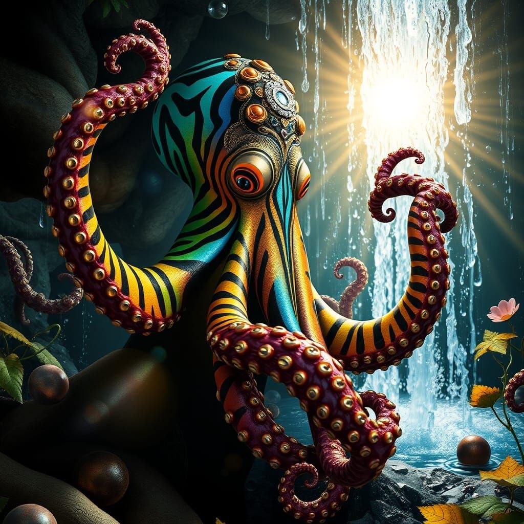 Kundalini Octopus Goddess in a Fractal Garden