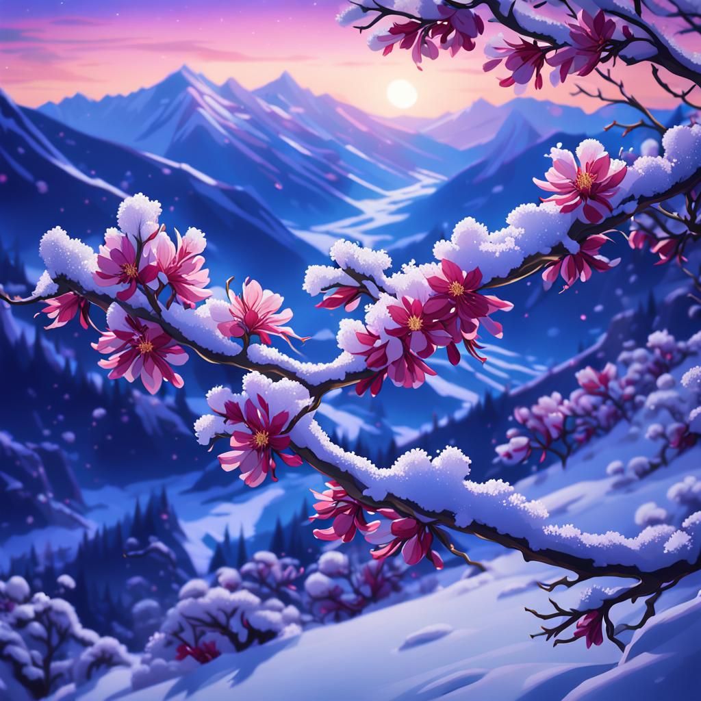 Vibrant Winter Wonderland in Soft Cel-Shaded Colors
