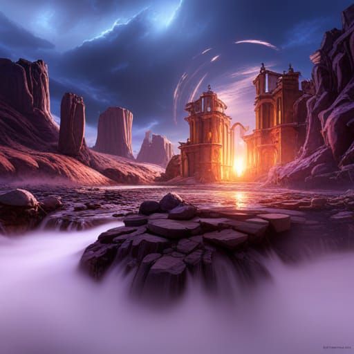 Fantastical Energy Painting in Deep Color